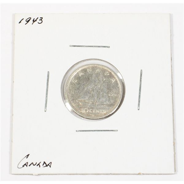 1943 CANADIAN 10 CENTS .06 OZ SILVER