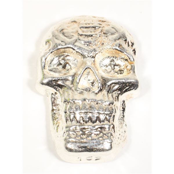 5 OZ HAND POURED SKULL ART PEACE BY BEAVER BULLION