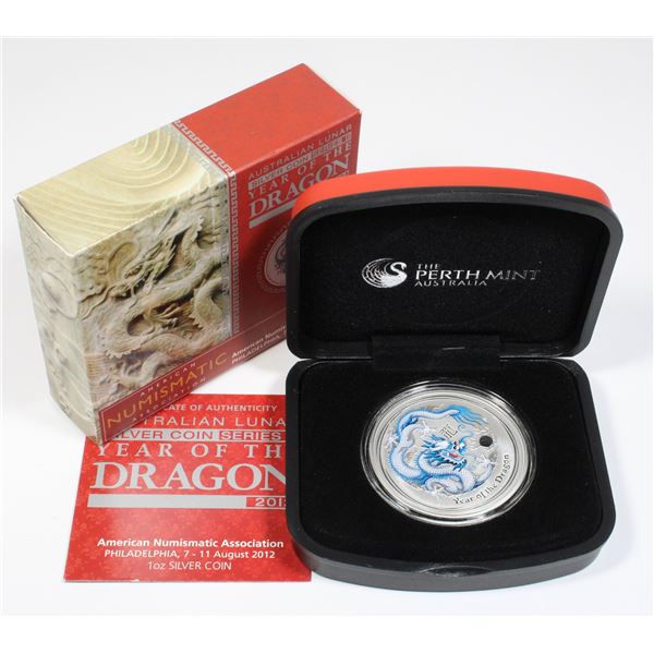 WHITE BLUE COLOURIZED YEAR OF THE DRAGON