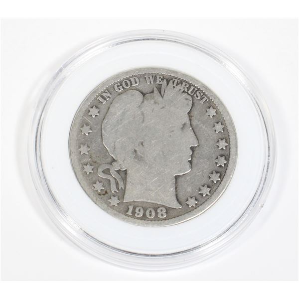 1908 BARBER HALF DOLLAR 90% SILVER