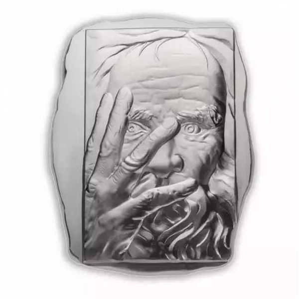 10 OZ ARGENTIA SILVER ART BAR THINKING MAN MATTE