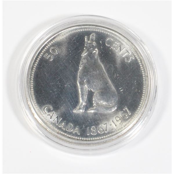 1967 CANADA HALF DOLLAR .3 OZ SILVER IN CAPSULE