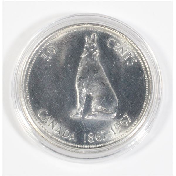 1967 CANADA HALF DOLLAR .3 OZ SILVER IN CAPSULE