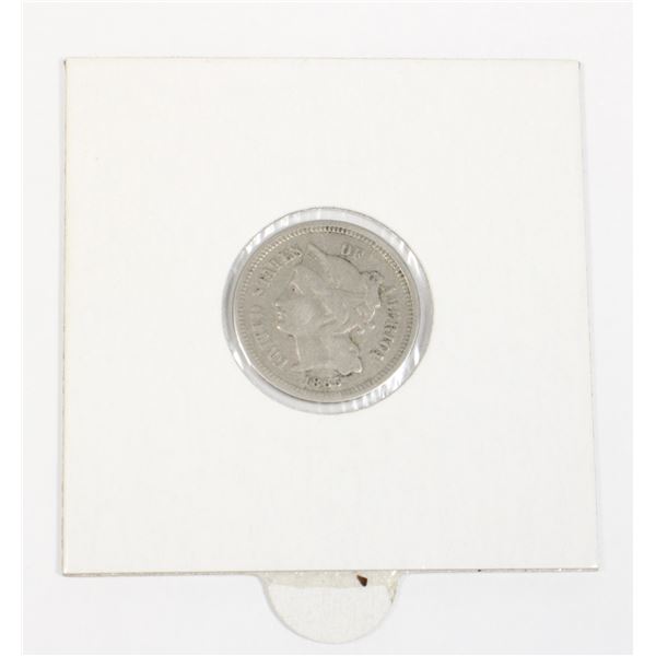 1865 U.S. THREE CENT NICKEL. FIRST YEAR ISSUE