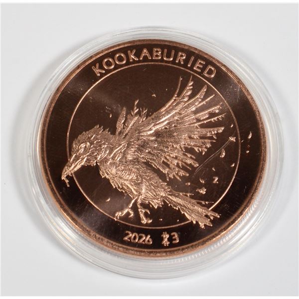ZOMBUCKS KOOKABURIED 1 OZ COPPER ROUND.