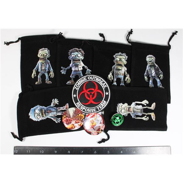 6 ZOMBIE THEMED DRAW STRING GIFT BAGS