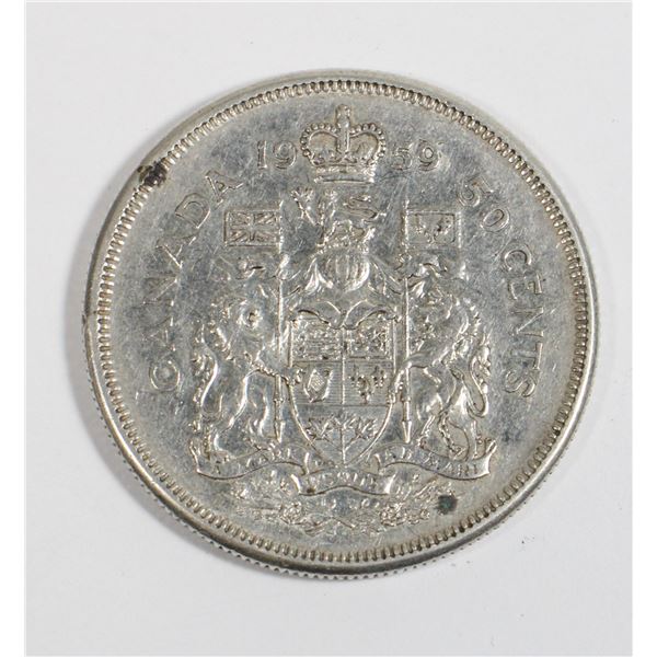 1959 CANADA HALF DOLLAR CIRCULATED SILVER COIN