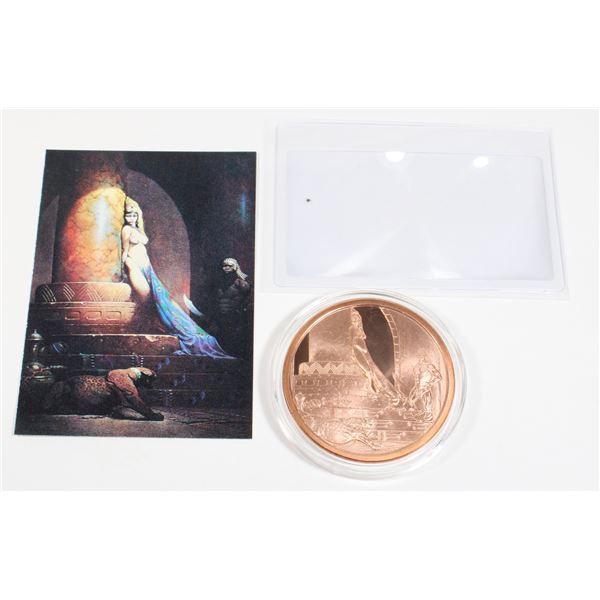 2 OZ. FRANZETTA EGYPTIAN QUEEN COPPER ROUND.