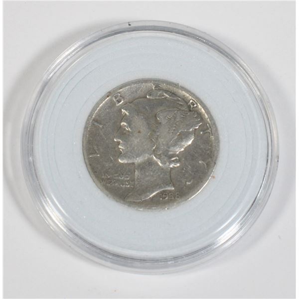 1938 U.S. MERCURY DIME 90% SILVER. .0723 OZ