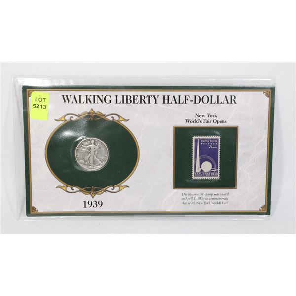1939 U.S. WALKING LIBERTY HALF DOLLAR IN PANEL