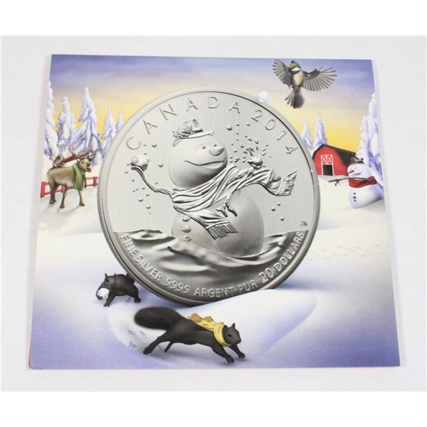 2014 1/4 OZ SNOWMAN #14 FINE SILVER COIN