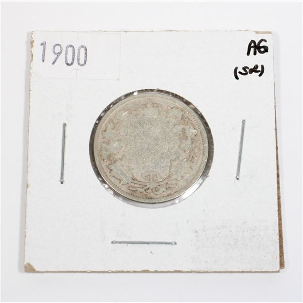 1900 CANADA 25 CENT 92.5% SILVER .173 TROY OZ.