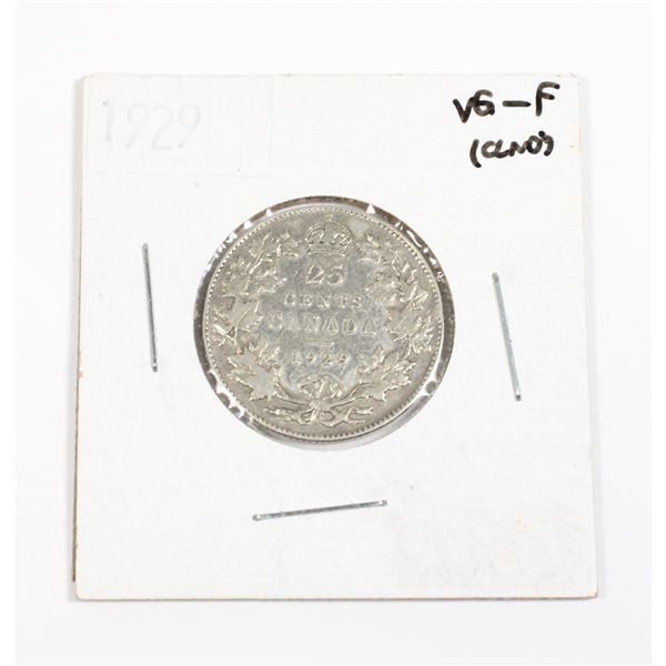 1929 CANADA 25 CENT 80% .15 TROY OZ SILVER