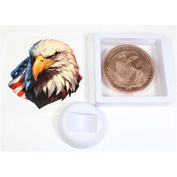 5 OZ EAGLE COPPER ROUND IN FLOATING DISPLAY