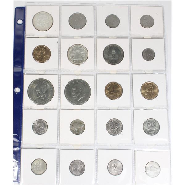 1 PAGE OF 20 U.S. HISTORIC COINS