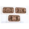 Image 2 : THREE 1 OZ COPPER BARS IN CAPSULES. ALL DIFFERENT