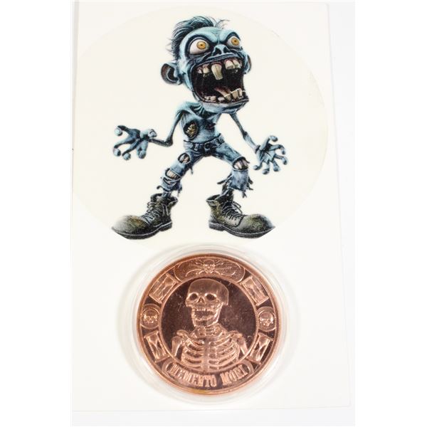 1 OZ MEMENTO MORI COPPER ROUND IN CAPSULE