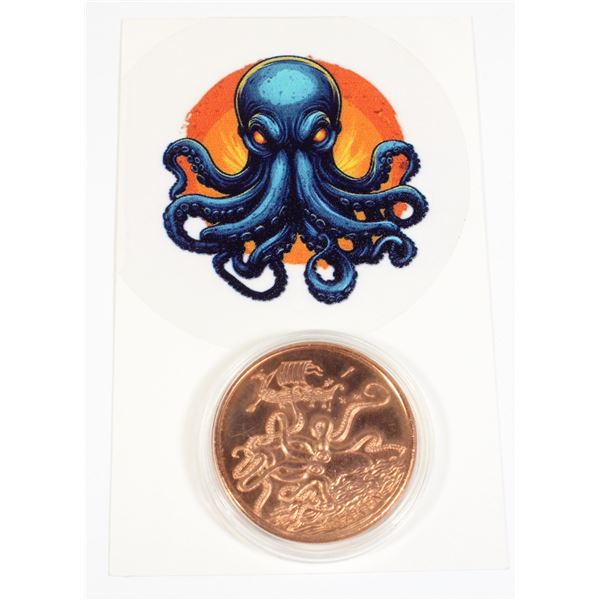 1 OZ KRAKEN COPPER ROUND IN CAPSULE WITH