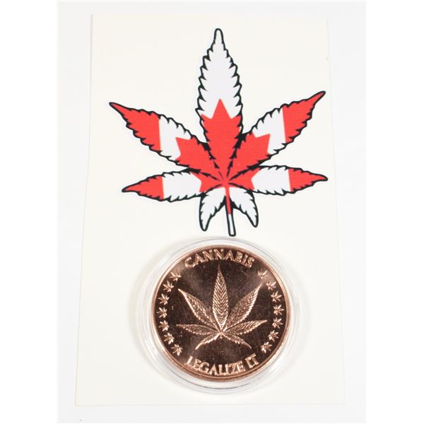 CANNABIS 1 OZ .999 FINE COPPER IN CAPSULE