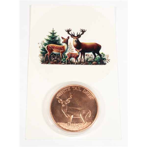 WHITE TAILED DEER 1 OZ .999 FINE COPPER IN CAPSULE