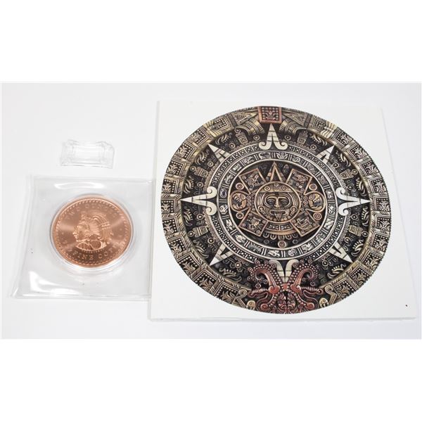 2 OZ AZTEC CALENDAR COPPER ROUND