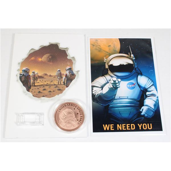 1 OZ TRUMPS SPACE FORCE COPPER ROUND. COMES IN