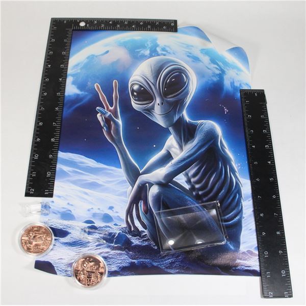2 1 OZ FINE COPPER SPACE ALIENS THEY'RE HERE