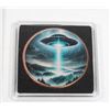 Image 2 : 1 OZ COLOURED SPACE SHIP COPPER ROUND IN SQUARE