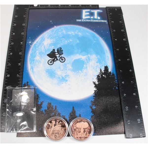 TWO 1 OZ FINE COPPER SPACE ALIENS DO NOT ATTEMPT ON