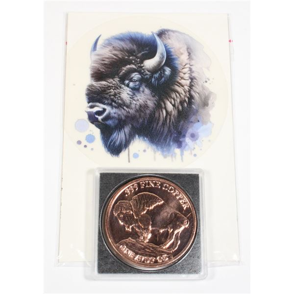 1 OZ 999 BISON COPPER ROUND IN