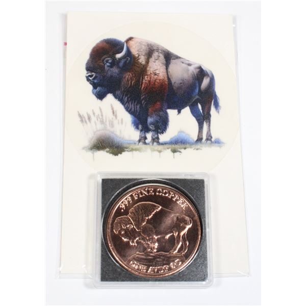 1 OZ 999 BISON COPPER ROUND IN