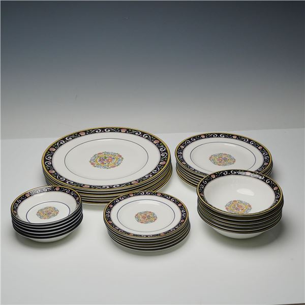 A 30-Piece Wedgwood Runnymede Black Bone China Dinner Service W4472