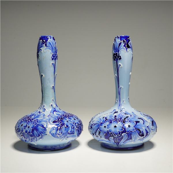 Pair of Macintyre Moorcroft Florian Bud Vases, Cornflower