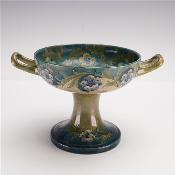 William Moorcroft Pottery Florian Ware Twin Handled Tazza