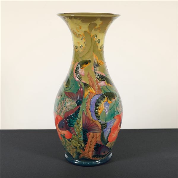 Moorcroft Pottery by Sally Tuffin Large Vase, Carp