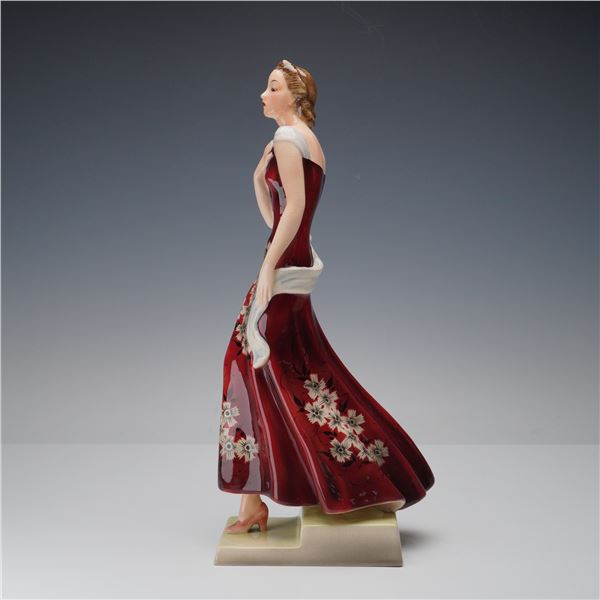 Goldscheider Woman in Floral Dress Porcelain Figurine
