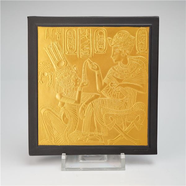 Wedgwood Gilded Black Basalt Egyptian Revival Plaque Enchantress