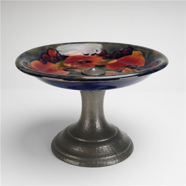 Moorcroft Pottery by William Moorcroft Pewter Mounted Tazza, Pomegranate