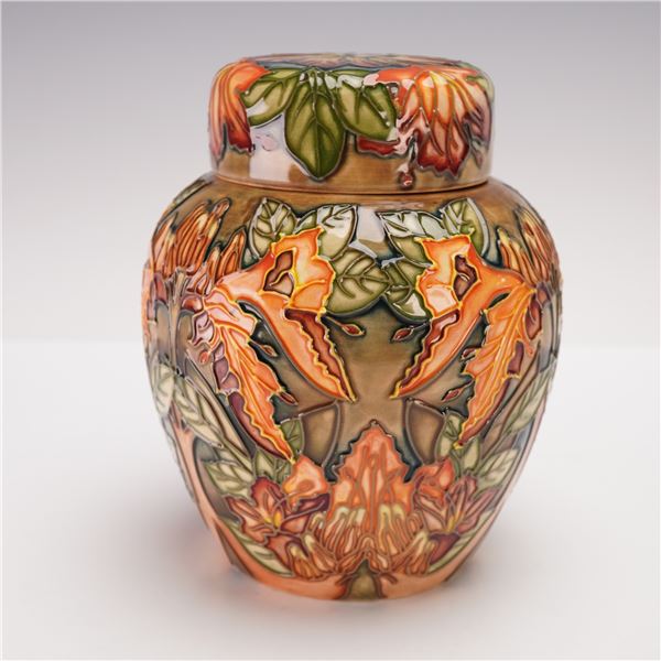Moorcroft Pottery by Phillip Gibson Lidded Ginger Jar, Flame of The Forest