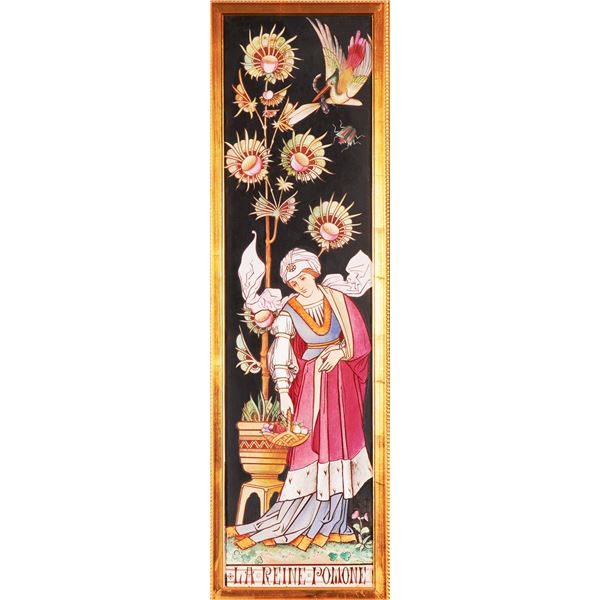 Minton Framed Aesthetic Movement Tile Painting, La Reine Pomone