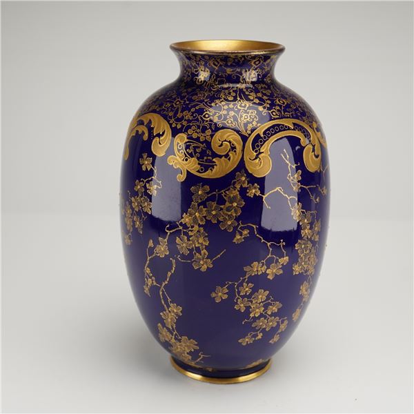 Royal Doulton Gilt Cobalt Baluster Vase
