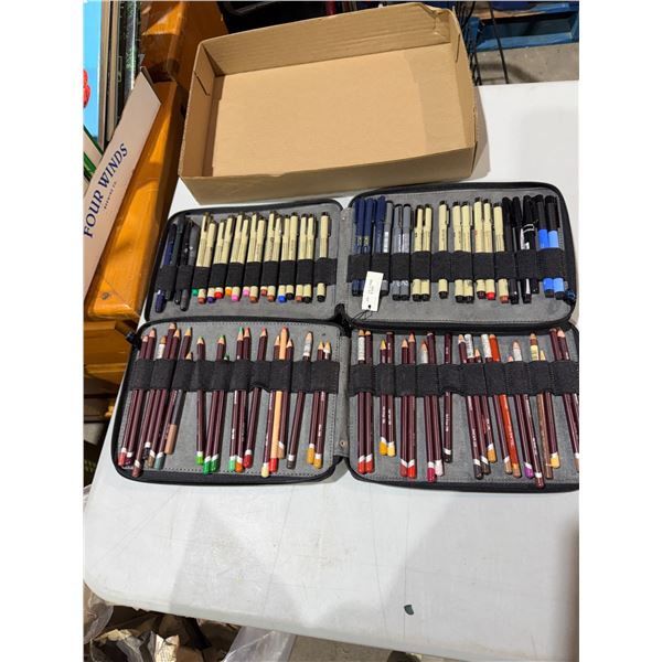 Artist, pencils and pens