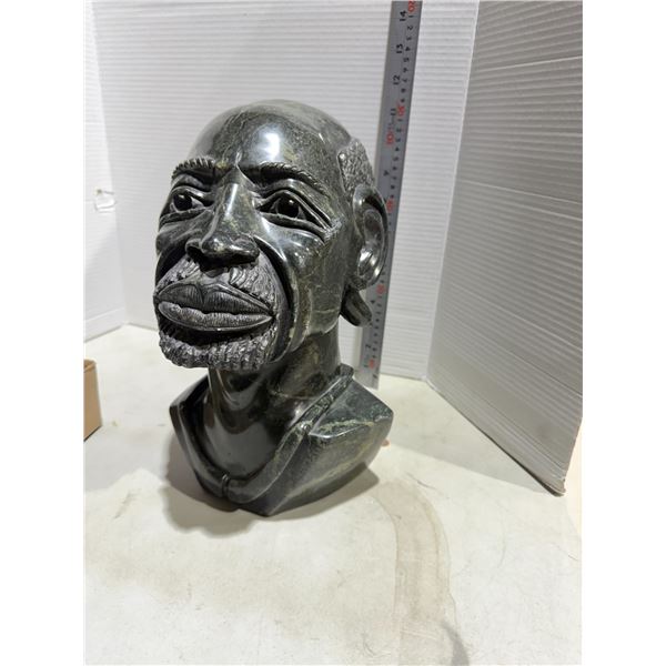 Solid Stone Hand Carved African Shona Style Head Bust serpentine