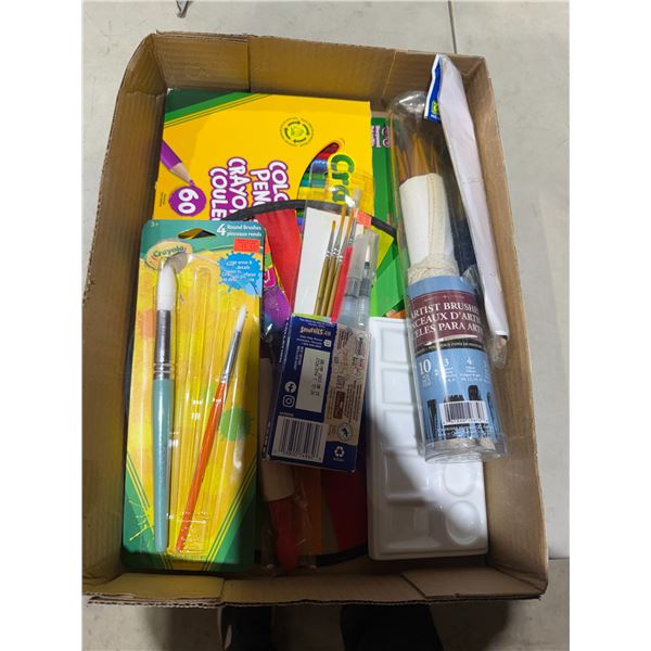 Crayola coloring, pencils, paint brushes, etc.