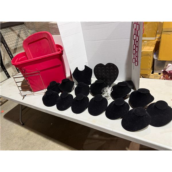 Jewelry displayed with bin