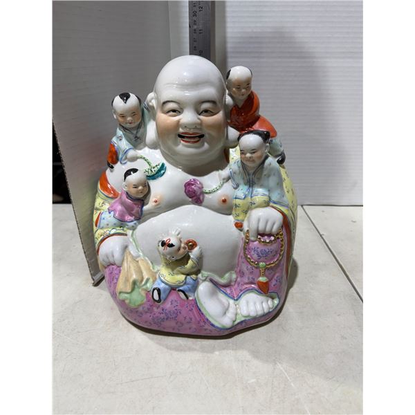 Vintage 11 inch FAMILLE rose, laughing Buddha