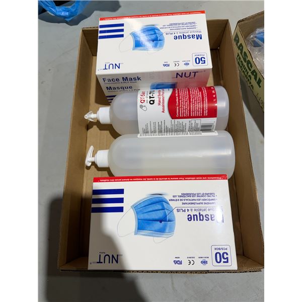 Disposable masks and hand sanitizer