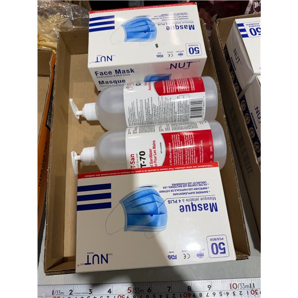 Disposable masks and hand sanitizer
