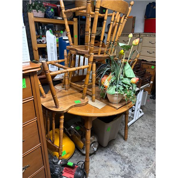 Table 4 chairs one leaf table measures 40 inches round