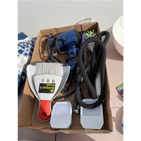 Household items, hair, blower, dustpan, and brush, etc.